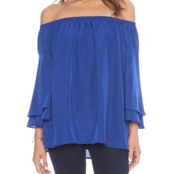 VAVA by Joy Han GEORGINA Off-The-Shoulder Blouse BLACK L - Picture 6 of 7